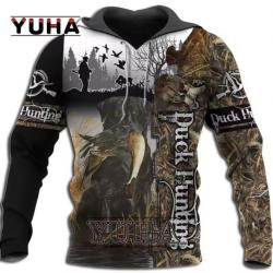 Sweat Floquer 3D  - chasse canard  motif aux choix sur demande Livraison Gratuite. A7