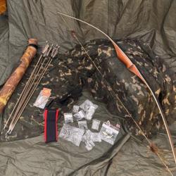 Lot complet ARC RAGIM FOX 25" / 62" + 12 flèches cible- chasse + accessoires