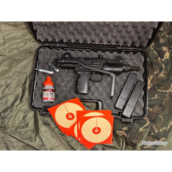 CYBERGUN MINI UZI CALIBRE 4,5mm billes acier SEMI AUTOMATIQUE + FULL AUTO - PACK COMPLET