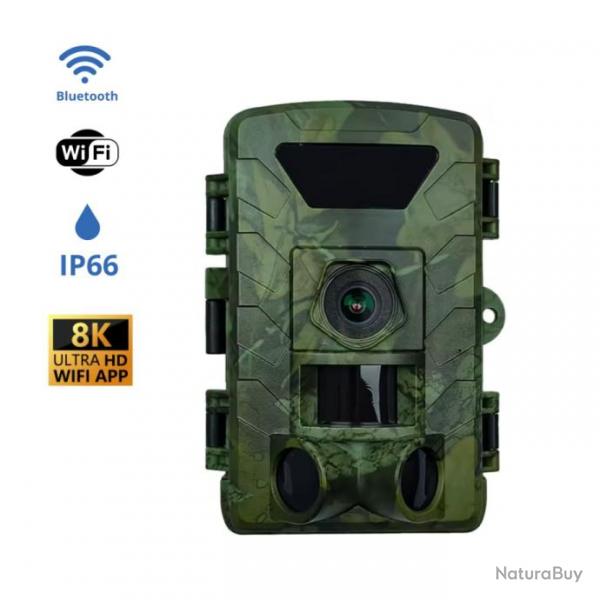 Camra de chasse tanche 8K 60MP - Vision nocturne, carte 32Go, envoi mobile, contrle  distance