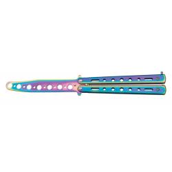 COUTEAU PAPILLON ENTRAINEMENT MOTIF RAINBOW LAME 10.2CM