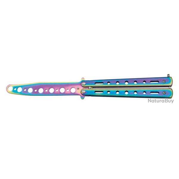 COUTEAU PAPILLON ENTRAINEMENT MOTIF RAINBOW LAME 10.2CM