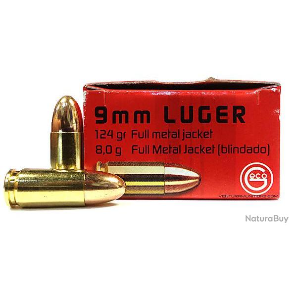 Geco 9 mm Luger FMJ 124 grs Carton de 1000 munitions