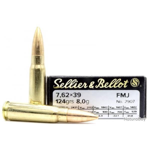 Sellier & Bellot 7,62x39 FMJ 124 grs (x50)