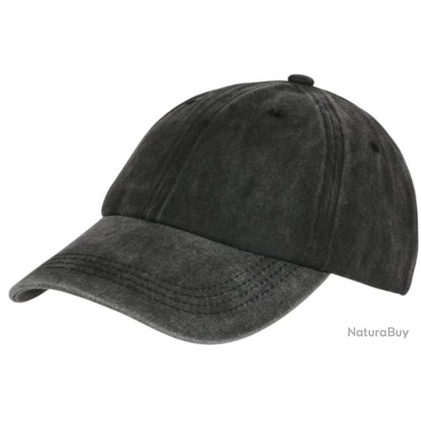 Casquette Baseball Noire en Coton Delave Retro Fliep Taille unique Noir