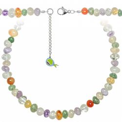 Collier en pierres naturelles mixtes - Perles roulées 8 à 12 mm - 38 cm