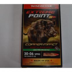 1 BOITE DE 20 MUNITIONS WINCHESTER 30-06 EXTREME POINT COPPER IMPACT 150GR/9.7G NEUVE