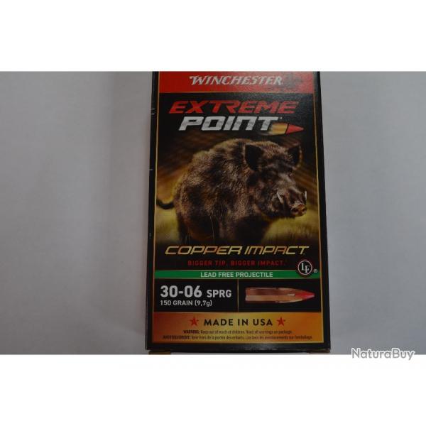 1 BOITE DE 20 MUNITIONS WINCHESTER 30-06 EXTREME POINT COPPER IMPACT 150GR/9.7G NEUVE