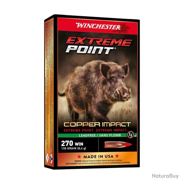 Cartouches WINCHESTER 270 WIN Extreme Point - COPPER IMPACT 130GR X20