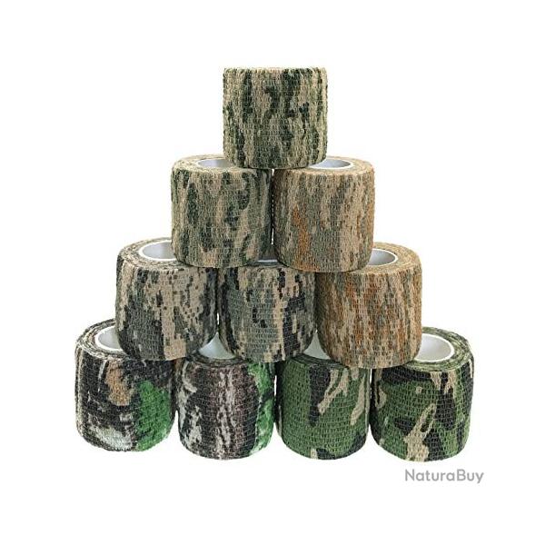 Lot de 10 rouleaux de bandage de camouflage auto-adhsif, ruban lastique non tiss