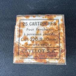 Rare boîte d'origine de 24 cartouches pour revolver à percussion centrale cal 320