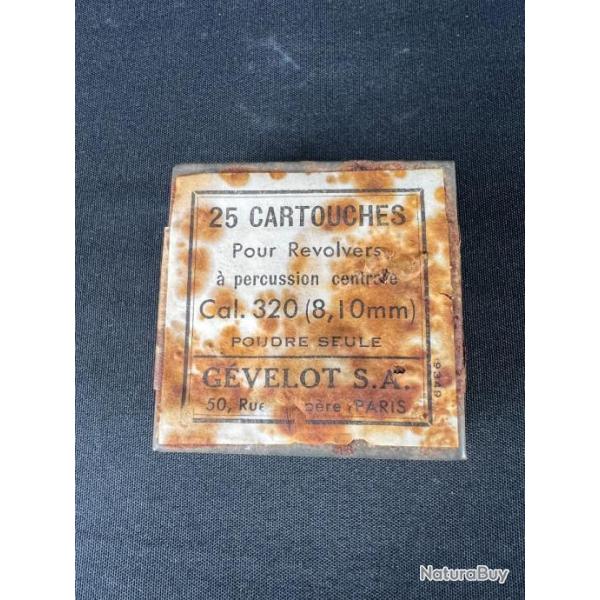 Rare bote d'origine de 24 cartouches pour revolver  percussion centrale cal 320