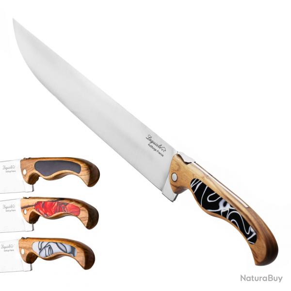 Couteau de chef Laguiole oiseau 25 cm avec manche en olivier Rouge