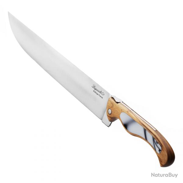 Couteau de chef Laguiole oiseau 25 cm avec manche en olivier Blanc marbr