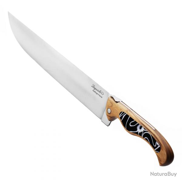 Couteau de chef Laguiole oiseau 25 cm avec manche en olivier Noir marbr