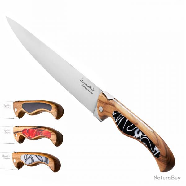 Couteau de cuisine minceur Laguiole oiseau avec manche en olivier Rouge
