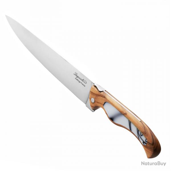 Couteau de cuisine minceur Laguiole oiseau avec manche en olivier Blanc marbr