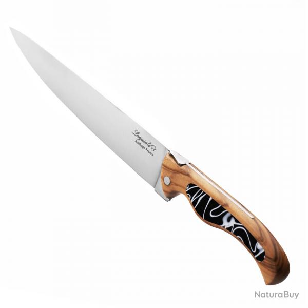 Couteau de cuisine minceur Laguiole oiseau avec manche en olivier Noir marbr