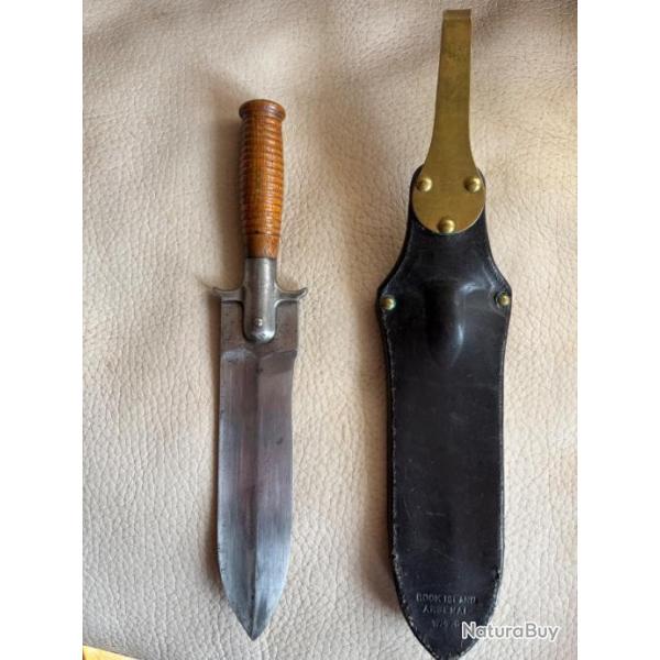 Couteau - US cavalerie- Springfield 1880 "Hunting knife " - 1er type-  et son fourreau