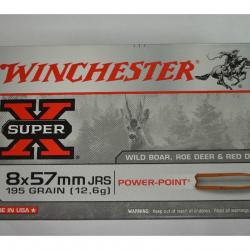 1 BOITE DE 20 MUNITIONS WINCHESTER  CALIBRE 8X57 JRS 196 GR/12.7 G POWERPOINT NEUVE