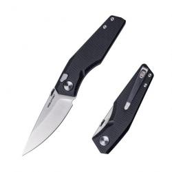 Couteau Real Steel Spectrum Black Lame Acier Nitro V Manche G10 IKBS Button Lock RS7142BS