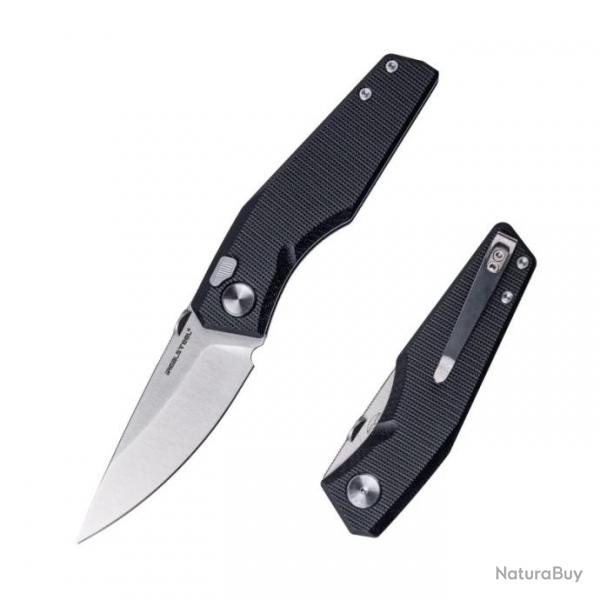 Couteau Real Steel Spectrum Black Lame Acier Nitro V Manche G10 IKBS Button Lock RS7142BS