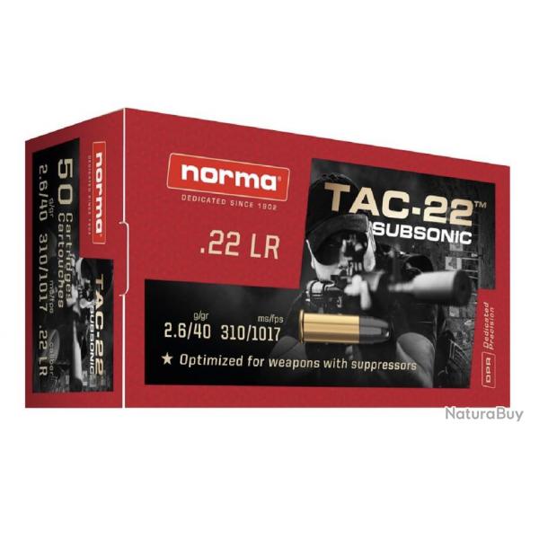 Munitions 22Lr Norma TAC-22 SUBSONIC