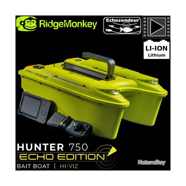 Bateau Amorceur RidgeMonkey Hunter 750 Hi-Viz Echo