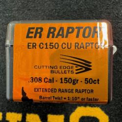 Cutting Edge Bullet ER RAPTOR .308 C150 CU (x50)