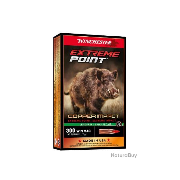 Munitions WINCHESTER cal.300win mag extrme point copper impact 180gr 11.7g par 20