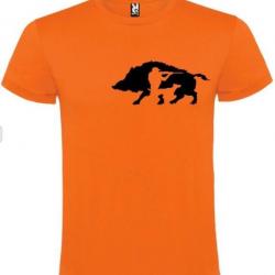 T-shirt sanglier 100 % coton motif sanglier votre t-shirt chasse spéciale battue Personnaliser