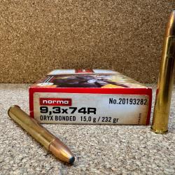 opé flash ! 1 BOITE DE MUNITIONS NORMA  9.3 X74 R ORYX 15g,