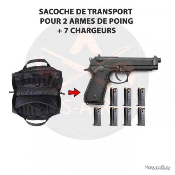 SACOCHE DE TRANSPORT DISCRTE ARMES DE POING ET CHARGEURS - NOIR - LIVRAISON GRATUITE