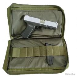 SACOCHE DE TRANSPORT POUR 2 ARMES DE POING + 7 CHARGEURS - VERT - LIVRAISON GRATUITE