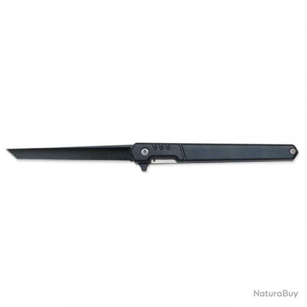 COUTEAU PLIANT FIN AVEC ROULEMENT LAME 8.9CM NOIR