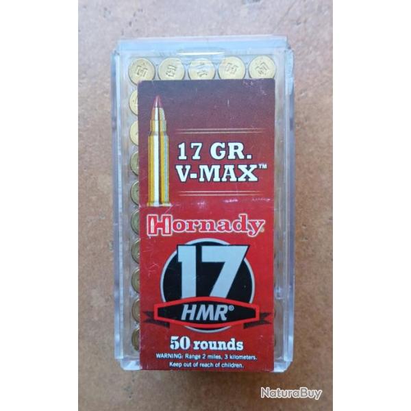 Munitions HORNADY 17 HMR V-MAX 17 grains