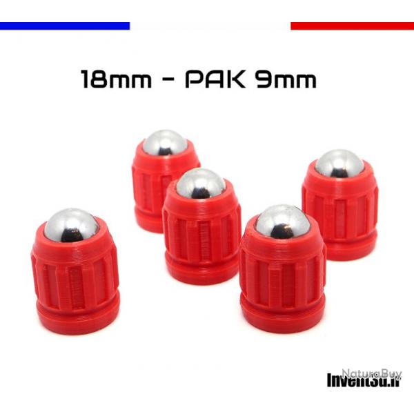 5 - slugs 18mm Patriot pour PAK - Bille 12mm - Rouge