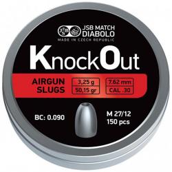 150 Plombs KO Slugs 7,62 mm JSB