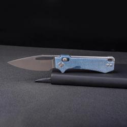 Couteau Real Steel Vis Denim Lame Acier 12C27N Manche Micarta Crossbar Lock IKBS Clip RS8051DM