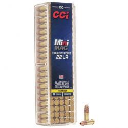 Cartouches CCI MINIMAG Calibre 22LR 36gr HP Cuivrée VARMINT - Boite de 100 unités