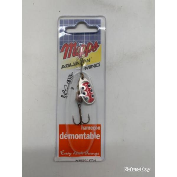 Cuillre tournante Mepps aglia tw mino taille 2 6,5g argent/rouge points noirs