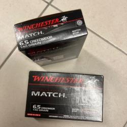 Vends 1 lot de 2 boites WINCHESTER cal.6,5 creedmoor BTHP 140gr