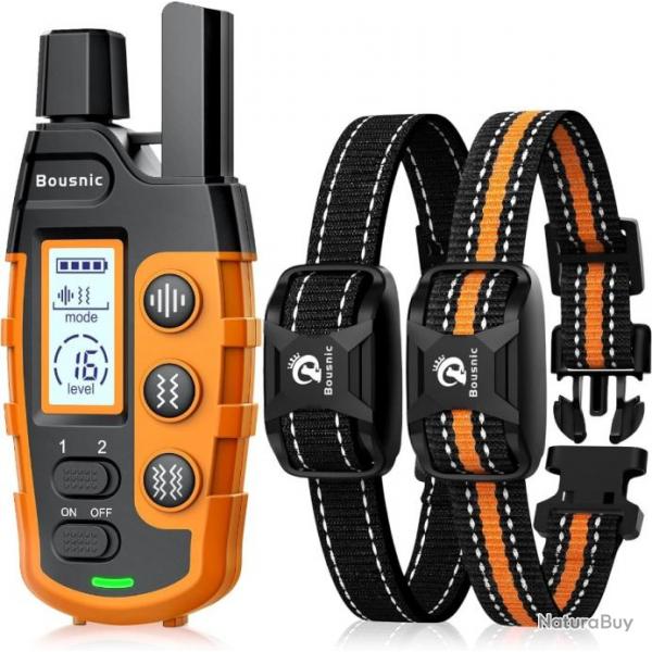 Lot de 2 Colliers de Dressage pour Chien Porte 3000m tanche IP67 Vibration Double Vibration Bip