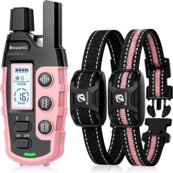 Kit de Deux Colliers de Dressage pour Chien Porté 3000m Bip Vibration Double Vibration  Étanche IP67