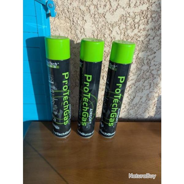 3 bouteilles de gaz PROTECHGUN green gas