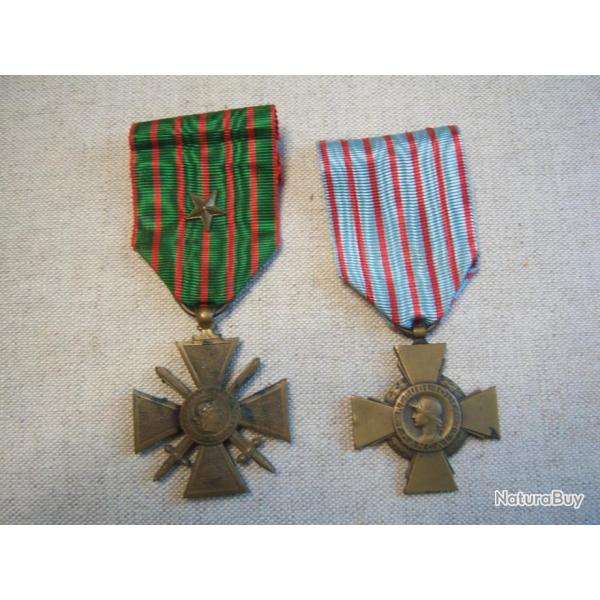 MEDAILLE   mdaille 1GM croix de guerre +  croix du combattant