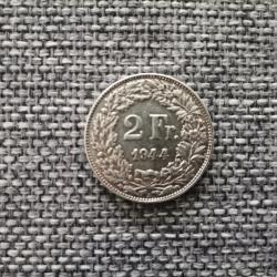 Pièce Suisse Chf 2.- en argent de 1944
