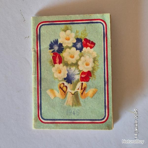 Rare, petit calendrier 1946 Au Bon March,