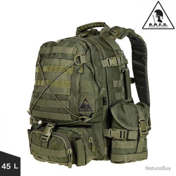 Sac a dos Cougar 45L, Ares, cl : Vert arme (sur-sac pluie inclus)
