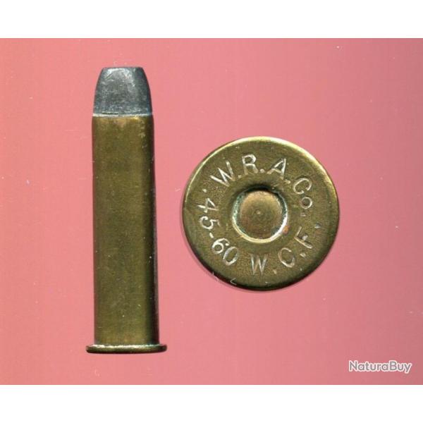 .45-60 WCF RARE authentique - marquage : WRACo 45-60 WCF - balle plomb - tui 47.6 mm - black powder